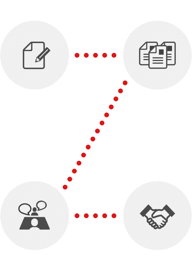 STEP1 お問い合わせエントリー、STEP2 書類選考、STEP3 面接、STEP4 採用